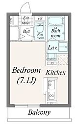 リーブル2番館 1Kの間取図画像