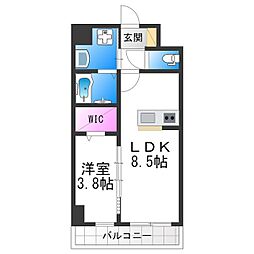 シスイル清水丘 1LDKの間取図画像