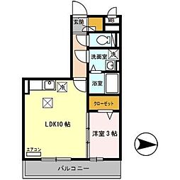 オーシャンコート 1LDKの間取図画像