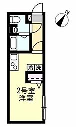 ベイルーム大口2 1Kの間取図画像