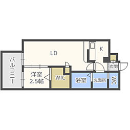 グランフォーレプライム西新 1LDKの間取図画像