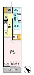 フルール 1Kの間取図画像