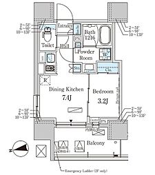 パークアクシス赤塚 9階1DKの間取り