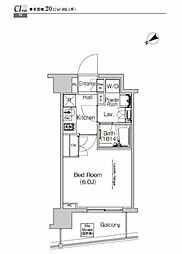 プラウドフラット門前仲町4 1Kの間取図画像