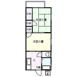 メノハイツ 2Kの間取図画像