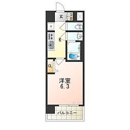 プレサンス森ノ宮THEゲート 1Kの間取図画像