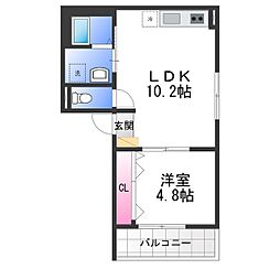 エフスタイル羽衣2号館 1LDKの間取図画像
