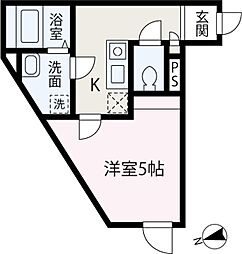 ＣＲＥＳＴ．ＳＯＬＡＮ 3階1Kの間取り