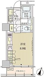 パークアクシス赤坂見附 3階ワンルームの間取り