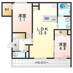 フロレゾン花園 2LDKの間取図画像