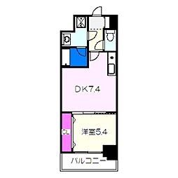 シティーコート大小路駅前 5階1DKの間取り
