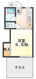 むさしのコーポ 1Kの間取図画像