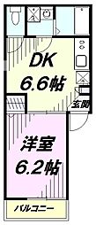 西武新宿線 南大塚駅 徒歩4分の賃貸アパート 1階1DKの間取り
