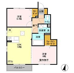 プランタン2 2LDKの間取図画像