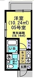 パグーロ生麦 1Kの間取図画像