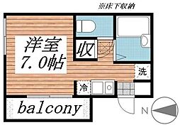 プランタン六町 ワンルームの間取図画像