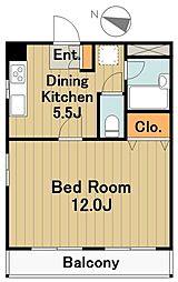 ホワイトヴィラ中央 1Kの間取図画像