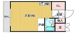 プチメゾン室見 ワンルームの間取図画像