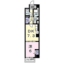K'sコート京都 1DKの間取図画像