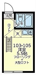 ユナイト上末吉サンロレンツォ ワンルームの間取図画像