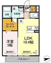 ラフィネ宿河原 1LDKの間取図画像