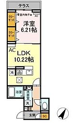 アナシエ亀有 1LDKの間取図画像
