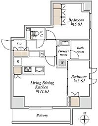 ブランシエスタ入谷グランデ 2LDKの間取図画像