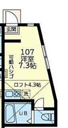 横浜市保土ケ谷区岩井町アパート ワンルームの間取図画像