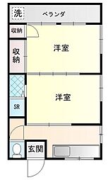 サチ荘 2Kの間取図画像