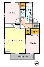 ミルフォードA 2LDKの間取図画像