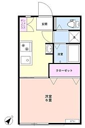 コーポ茂手木 1Kの間取図画像