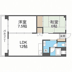 ビレッジ城月 2LDKの間取図画像