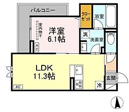 江リシア泉町 1LDKの間取図画像