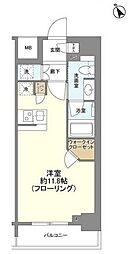 リビオレゾン新虎通り 13階ワンルームの間取り