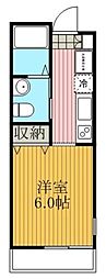 ヒューマンパレス南流山7-B ワンルームの間取図画像