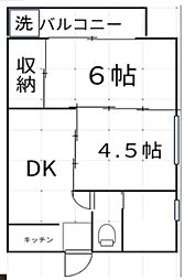 長後アネックス 2DKの間取図画像