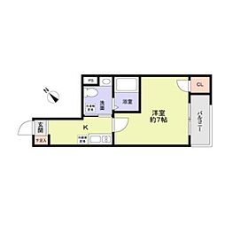 Jブラン三ノ輪 1Kの間取図画像