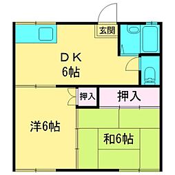 第2児島荘 2DKの間取図画像