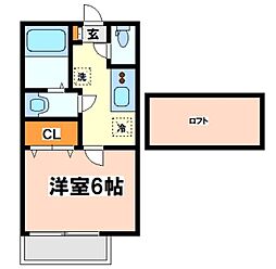 DSコート・21栗谷 1Kの間取図画像