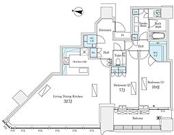パークコート渋谷ザタワー 38階2LDKの間取り