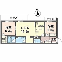 堺市西区鳳中町8丁マンション 2LDKの間取図画像