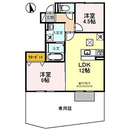 セントラルグレイスC 2LDKの間取図画像