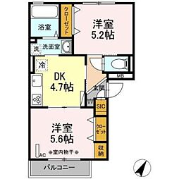 アンバサル 2DKの間取図画像