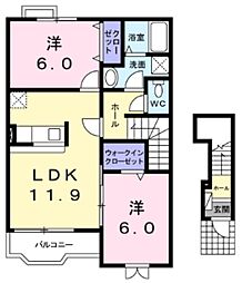 ミニョンシャトー 2LDKの間取図画像