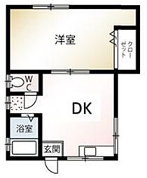 吉田グリーンハイツ 1DKの間取図画像