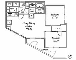 LUORE千鳥町 2LDKの間取図画像