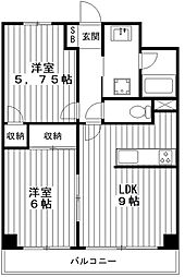 パピヨン.ドルメール 2LDKの間取図画像