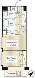 コートラクリア京橋 1DKの間取図画像