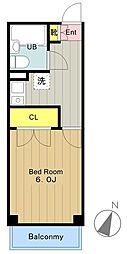ヤマザキマンション 1Kの間取図画像