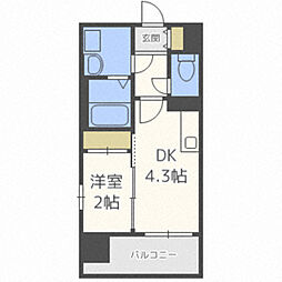 モダンパラッツォ大濠スクエア 1DKの間取図画像